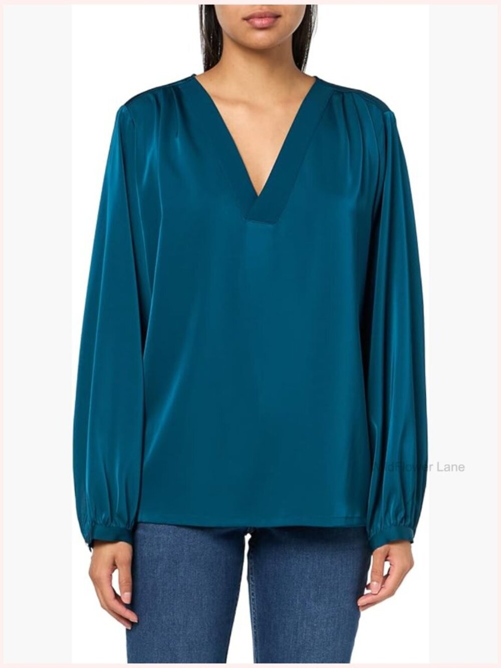 V-Neck Long Sleeve Blouse - Solid, Versatile Staple